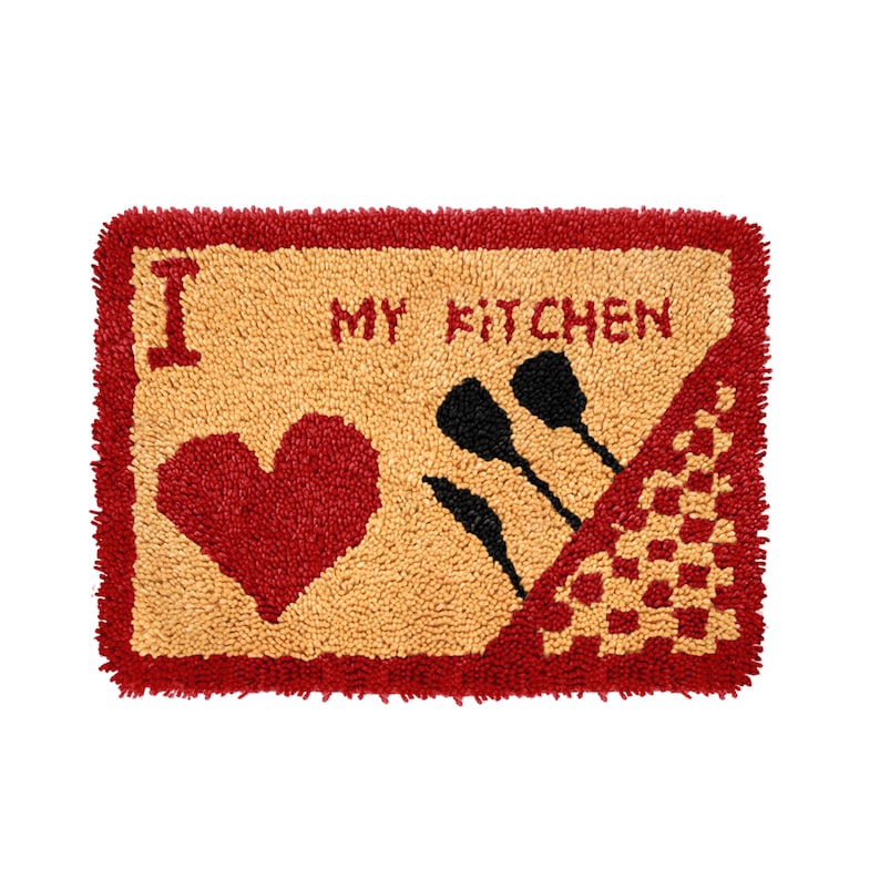 I Love Kitchen Pattern Latch Hook Rug Crocheting Knitting Kit
