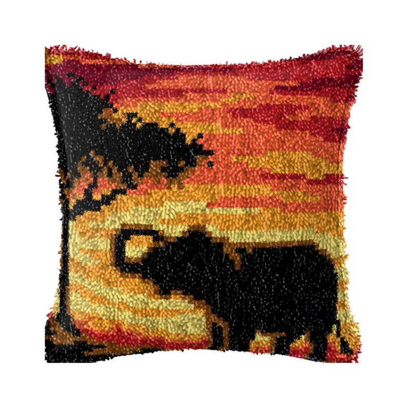 Elephant with Tree Latch Hook Pillow Crocheting Kit
