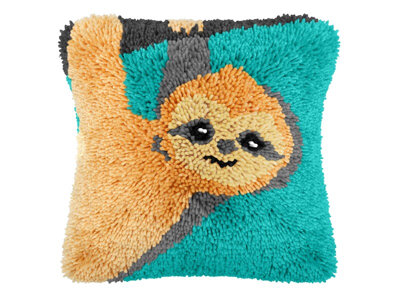 Happy Sloth Latch Hook Pillow Crocheting Kit