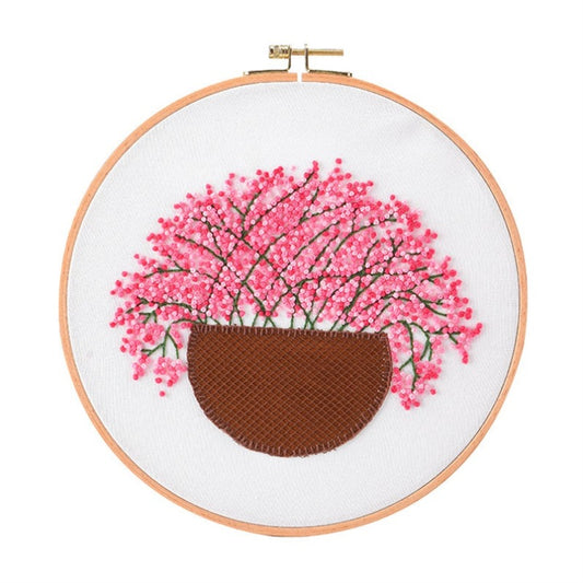 Tiny Pink Flowers Embroidery DIY Knitting Kit