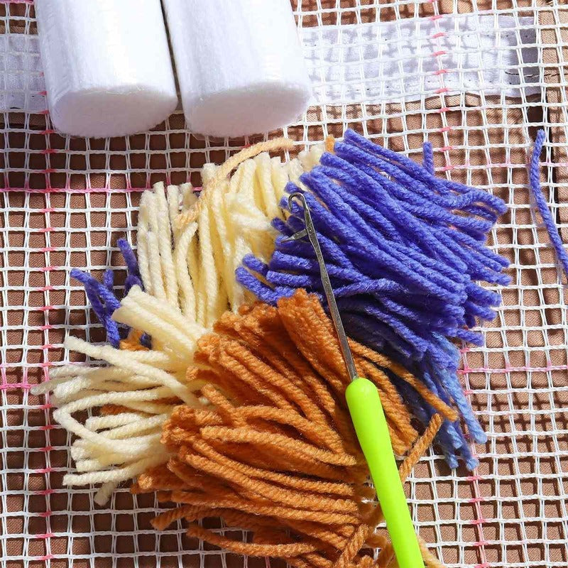 Purple Butterfly Latch Hook Rug Crocheting Knitting Kit