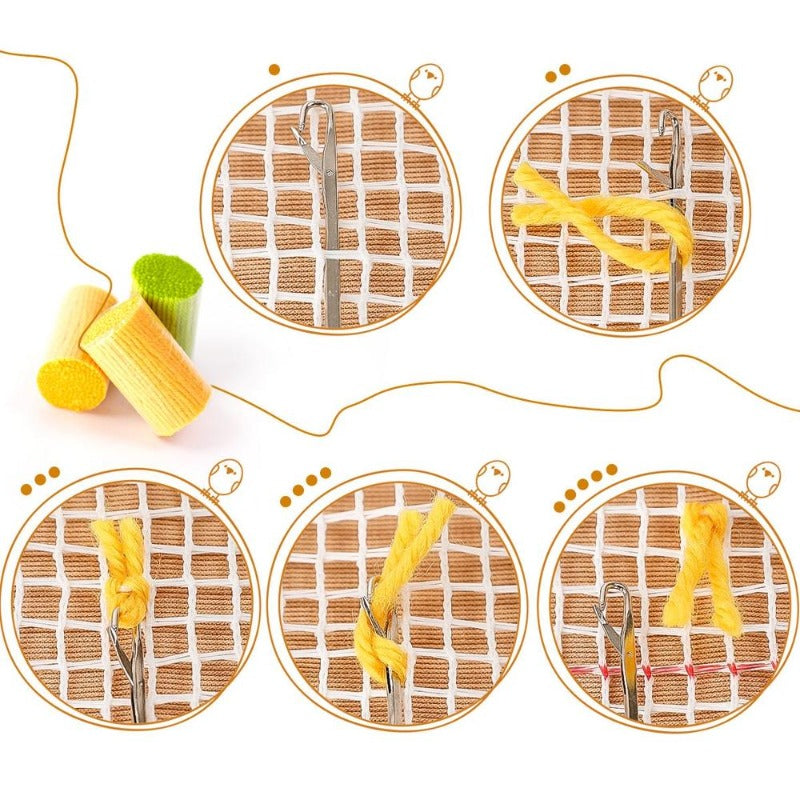 Three Yellow Peony Latch Hook Rug Crocheting Knitting Kit