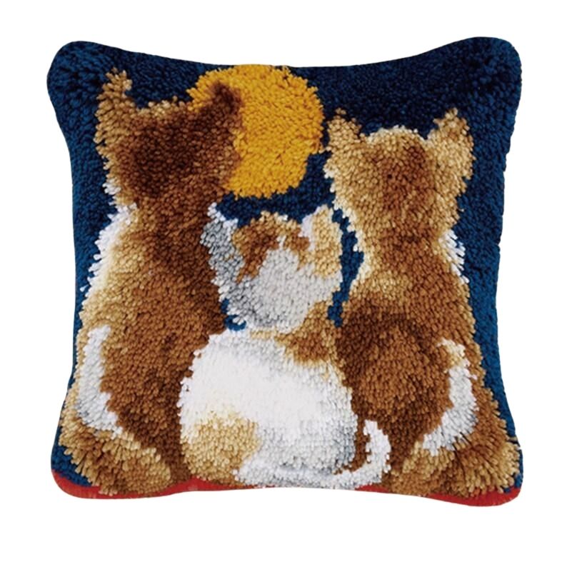 Three Kittens Latch Hook Pillow Crocheting Kit