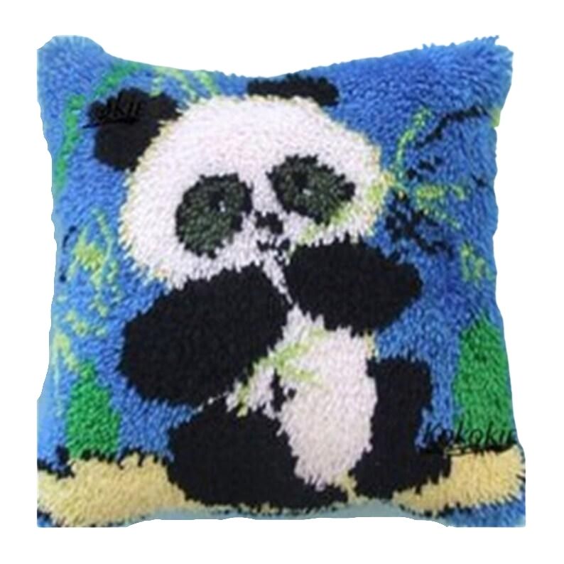 Cute Panda Latch Hook Pillow Crocheting Kit