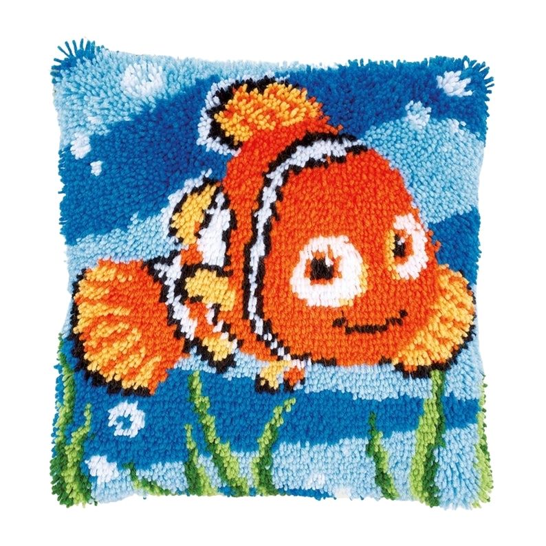 Cartoon Orange Fish Latch Hook Pillow Crocheting Kit