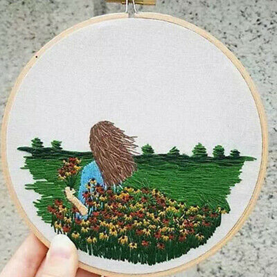 Girl With Flowers Embroidery DIY Knitting Kit