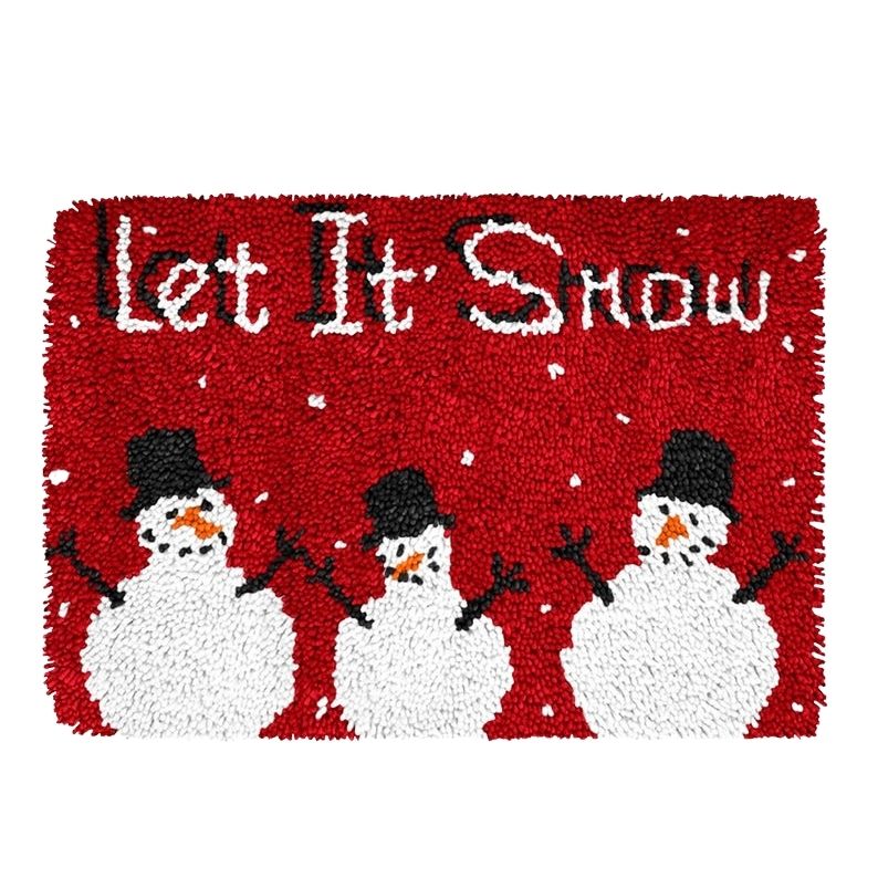 Three Snowmen Latch Hook Rug Crocheting Knitting Kit