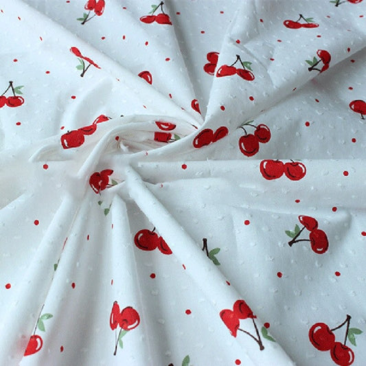 Cherry Printed Soft Cotton Fabric For DIY Handcraft