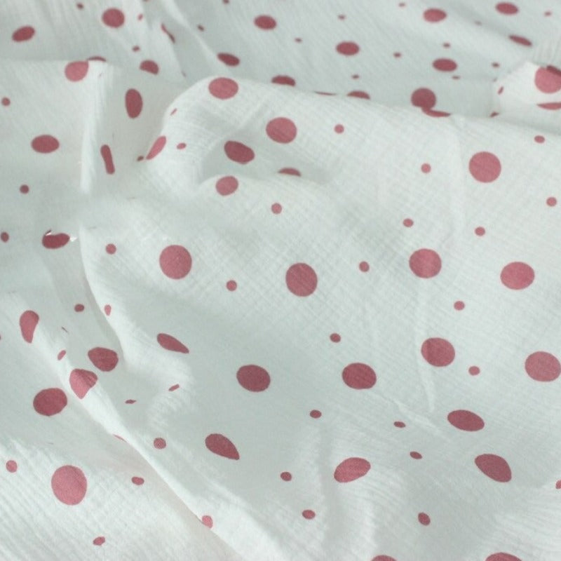 Dots Printed Cotton Crepe Fabric